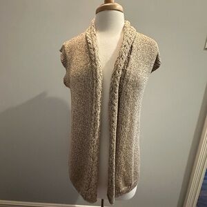 Chico’s Gold Metallic Shimmery Sleeveless Cardigan. Chico’s size 0 fits size S/